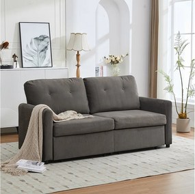 Sofa 2-osobowa ciemnoszara - Prosta sofa z 2 szufladami i oparciem - materiał - do salonu