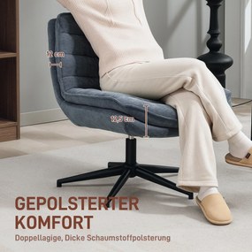 HOMCOM Obrotowe Krzesło Biurowe z Szerokim Siedziskiem, Przestronny Fotel do Biura i Pokoju, Ciemnoszary