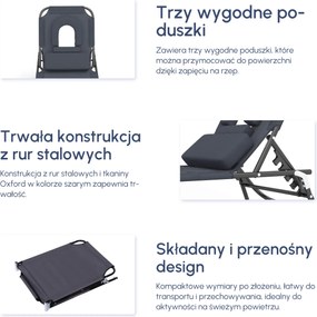 Outsunny Leżak do Opalania z Okienkiem do Czytania Otwór na Twarz Funkcjonalny Szary | Aosom PL