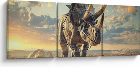 Obraz - Triceratops (z zegarem) (90x30 cm)