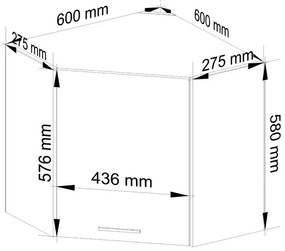 Szara minimalistyczna narożna szafka kuchenna - Tereza 6X