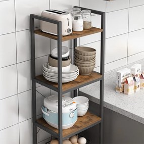 Szafka magazynowa w stylu industrialnym – 154 x 40 x 30 cm, 5 półek, styl loftowy, MDF i metal