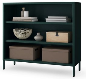 Niski regał metalowy butelkowa zieleń Modern LUCA, 1000 x 900 x 350 mm