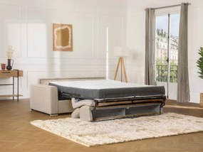 Kanapa rozkładana 3-osobowa VIZIR typu express z tkaniny – kolor beżowy – miejsce do spania z szerokimi listewkami 140 cm – materac 22 cm z pamięcią kształtu