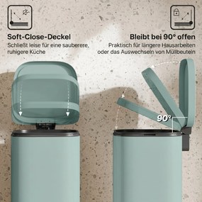 HOMCOM 30 l kosz na śmieci do kuchni na pedał z pokrywą, funkcja soft-close i blokada otwarcia do kuchni, domu | Aosom PL