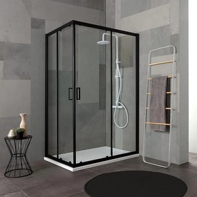 Kabina prysznicowa prostokątna "Cielo" ze szkła transparentnego z matowym czarnym profilem cm 80x100 190h