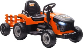 AIYAPLAY Elektryczny traktor dziecięcy z odpinaną przyczepą, zdalne sterowanie, łagodny start, dla dzieci w wieku 3-8 lat, Pomarańczowy