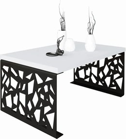Stolik kawowy z metalowym stelażem czarny + biały W7-F44
