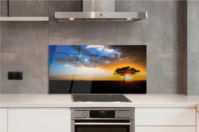 Panel szklany do Kuchni Samotne Drzewo pod Chmurami