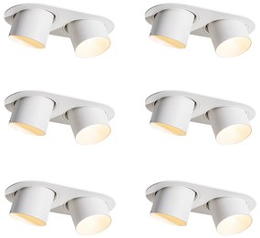 Set van 6 inbouwspots wit GU10 70mm kantelbaar 2-lichts - Installa Nowoczesny Oswietlenie wewnetrzne
