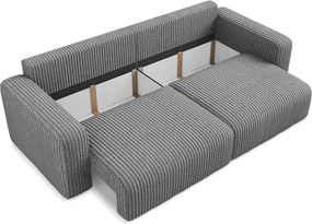 Szara sztruksowa rozkładana/ze schowkiem sofa 252 cm Kona – Makamii