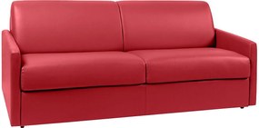 Kanapa 4-osobowa rozkładana typu express z czerwonej ekoskóry z siedziskiem z pianki z pamięcią kształtu - Powierzchnia spania 160 cm - Materac 18 cm CALIFE