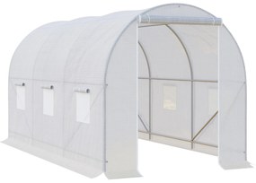 Outsunny foliowa szklarnia ogrodowa 35x2x2m z 6 oknami wentylacyjnymi biała trwała i przestronna | Aosom PL