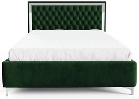 Ciemnozielone pikowane łóżko w stylu glamour H2-R59