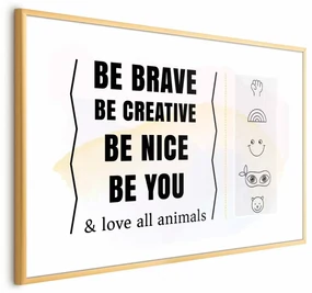 Plakat Bądź sobą 30x21 cm z ramą złotą z marginesem ARTGEIST B