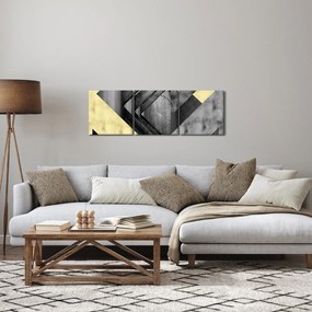 Obraz - Teksturowane kształty (z zegarem) (90x30 cm)
