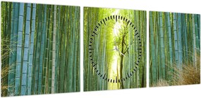 Obraz - Las bambusowy (z zegarem) (90x30 cm)