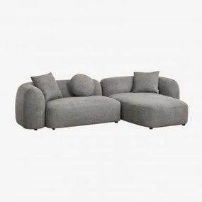 Dwuczęściowa Prawa Sofa Modułowa Z Szezlongiem W Kolorze Coco Chenille Granitowo-szara Gruba Tkanina Szenilowa - Sklum