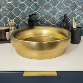 Umywalka nablatowa okrągła złota mat 40 cm ARI GOLD