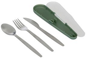 Sztućce turystyczne w etui: widelec, łyżka, nóż ze stali nierdzewnej