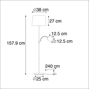 Inteligentna lampa podłogowa stalowa z szarym kloszem z WiFi A60 i E14 - Retro klasyczny/Antyczny Oswietlenie wewnetrzne