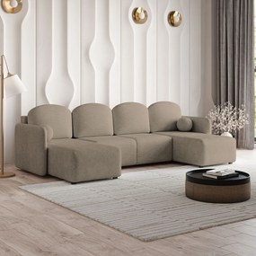 Masseno Narożnik NUBERO z funkcją spania i pojemnikiem na pościel Narozniki U, Rozkładana sofa - Brązowy, NEVE 16