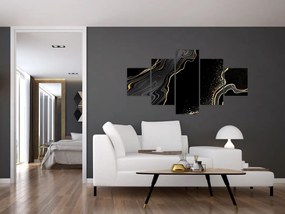 Obraz - Czarno - złoty marmur (125x70 cm)