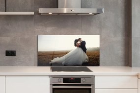 Panel szklany do Kuchni Para Młoda pod Błękitnym Niebem