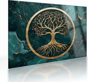 Obraz na szkle – Złote drzewo życia w marmurze (70x50 cm)
