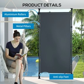 Outsunny Wolnostojąca Markiza, Regulowana Długość, Montaż Bez Wiercenia, Rama z Aluminium, 1,5 x 2,2-3,1 m, Ciemnoszary