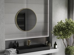 Mexen Loft lustro łazienkowe okragłe 70 cm, rama złota szczotkowana - 9850-070-070-000-50