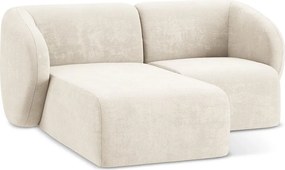 Beżowy narożnik z tkaniny szenilowej (lewostronny/z szezlongiem) Lani – Makamii