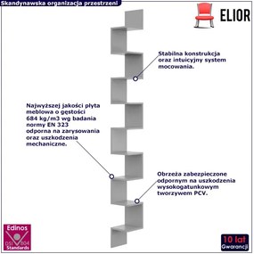 Szara narożna półka na ścianę - Flora 6X