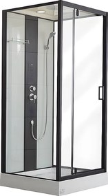 Kabina prysznicowa z hydromasażem PRIMEA – 2 strefy dysz masujących – 90 × 90 × 215 cm (dł. × szer. × wys.) – deszczownica i słuchawka prysznicowa ręczna