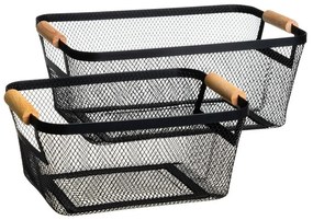 Metalowe koszyki druciane zestaw 2 szt. 33x21x14 cm – Casa Selección