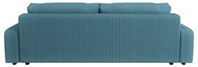 Turkusowa sztruksowa rozkładana sofa ze schowkiem 234 cm Sara – Ropez