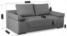Sofa Rozkładana z Funkcją Spania RENO Dwuosobowa Szara Nowoczesna do Salonu