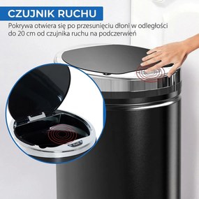 HOMCOM kosz na śmieci automatyczny 42L stal nierdzewna kosz do kuchni z sensorem podczerwieni odpady kuchenne | Aosom PL