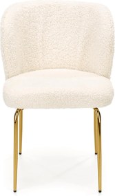 Krzesło do jadalni na złotych nogach tapicerowane tkaniną bouclé K474