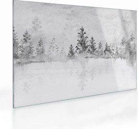 Obraz na szkle - Jeleń nad jeziorem (70x50 cm)