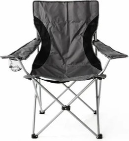 Krzesło turystyczne campingowe czarno-szare