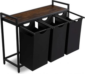 Kosz na Pranie FINN 120L z Półką Dąb Rustykalny/Czarny Nowoczesny Loft