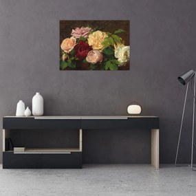 Obraz - Henri Fantin-Latour, Roses de Nice on a Table, reprodukcje (70x50 cm)
