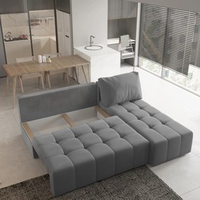 Masseno Narożnik DOMIRA z funkcją spania i pojemnikiem na pościel Narozniki L, Rozkładana sofa - Szary, KRONOS 15