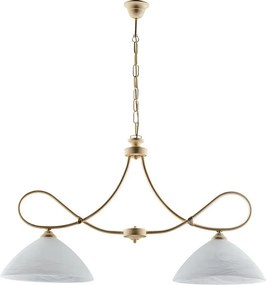 Dallas żyrandol 2 światła, kość słoniowa lakierowane żelazo, stare złoto, klosze alabastrowe Ø13 cm