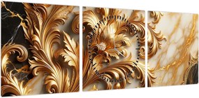 Obraz - Marmur ze złotem (z zegarem) (90x30 cm)