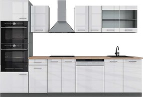 Aneks kuchenny biały wysoki połysk/antracyt 300x60x81.6 r-line