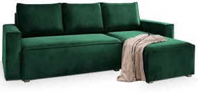 Rozkładana narożna sofa CAVELO, ciemnozielona, uniwersalna