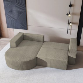 Masseno Narożnik SORELA z funkcją spania i pojemnikiem na pościel Narozniki L, Rozkładana sofa - Beżowy, POSO 02