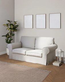 Pokrowiec na sofę Ektorp 2-osobową rozkładaną, model po 2012 kolor szary tkanina strukturalna